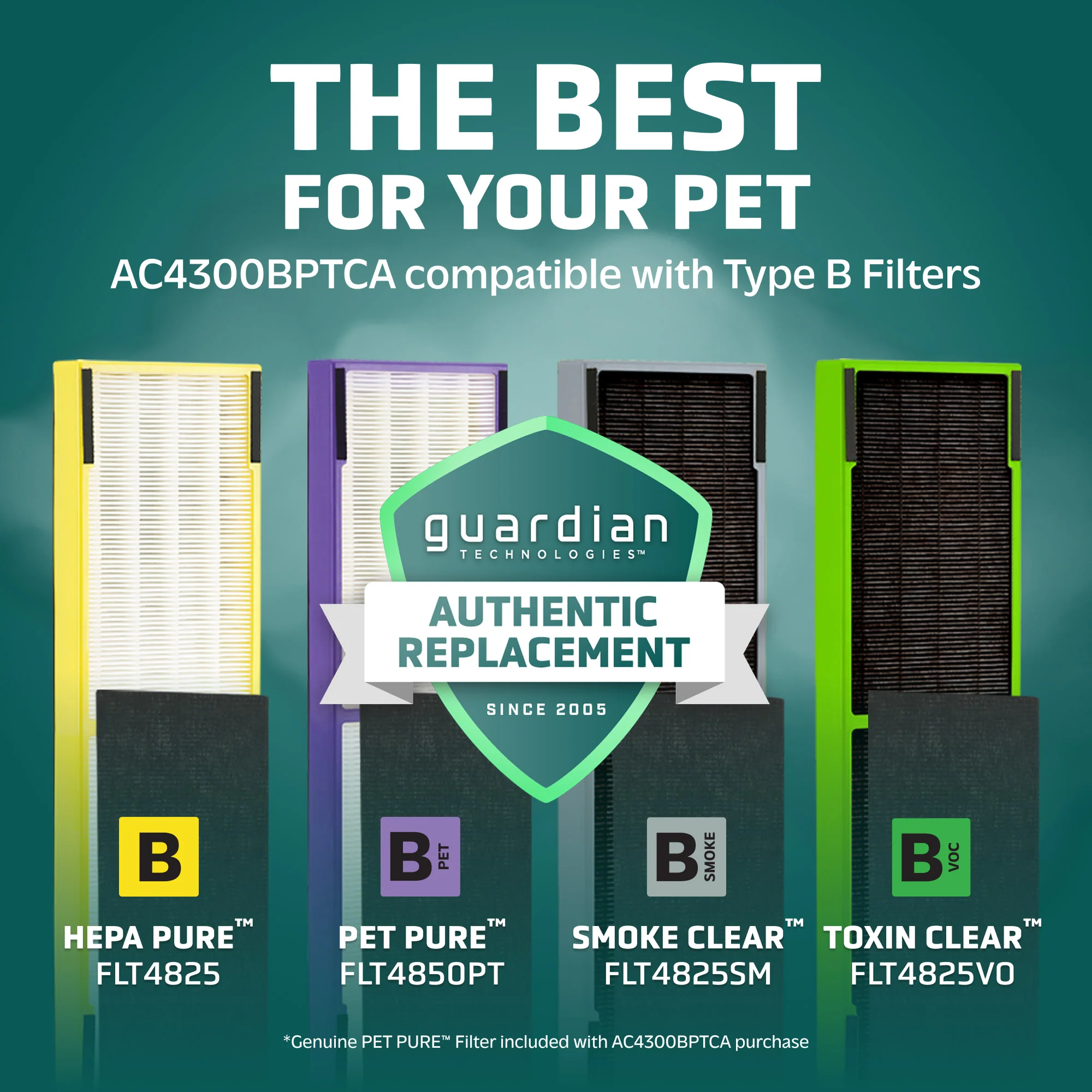 GermGuardian AC4300 PET PURE™ 22" Tower Air Purifier (3-speed 4-stage UV-C filtration, black) - Image 5