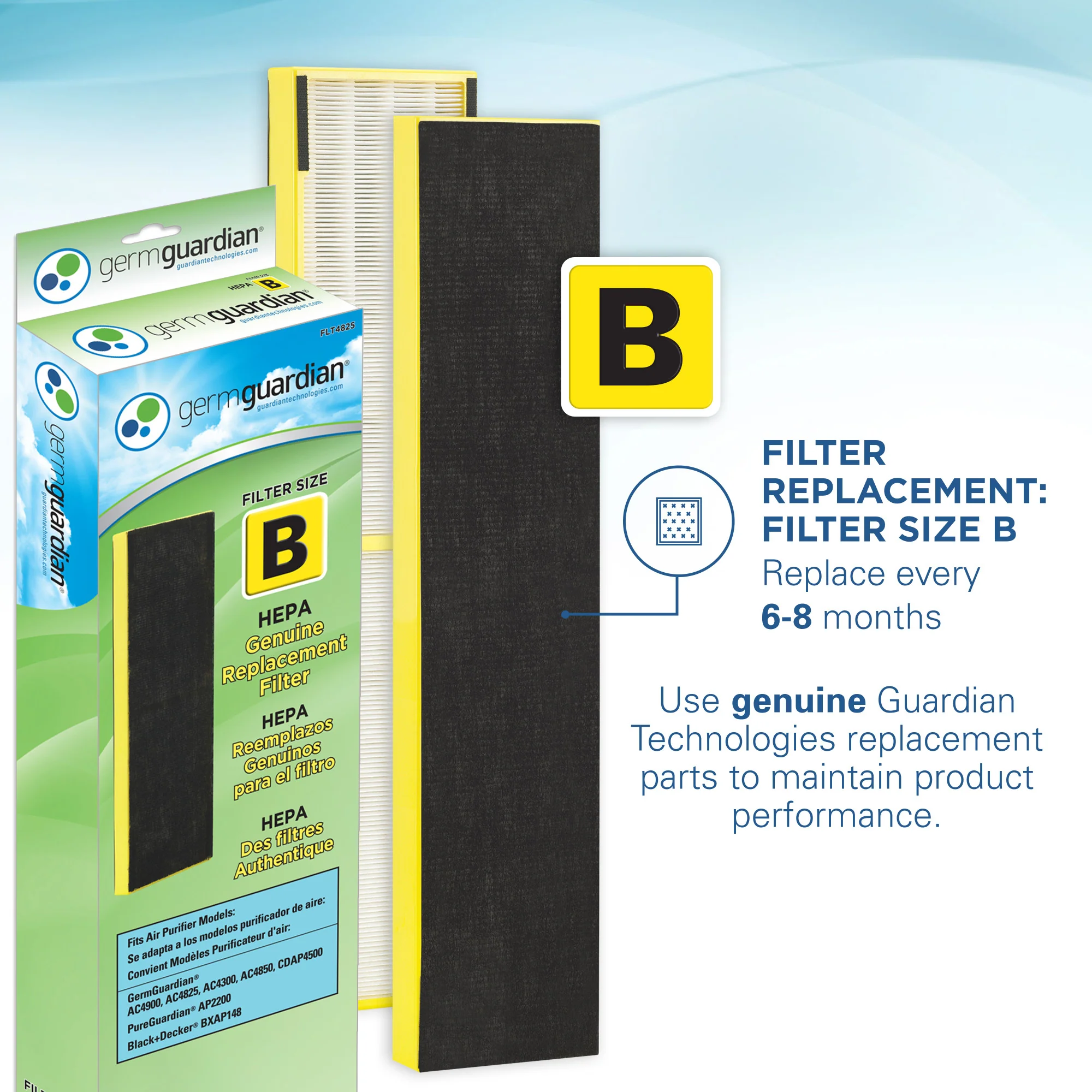 GermGuardian CDAP4500 22" Air Purifier with HEPA Pure Filter and UV-C: Black - Image 3