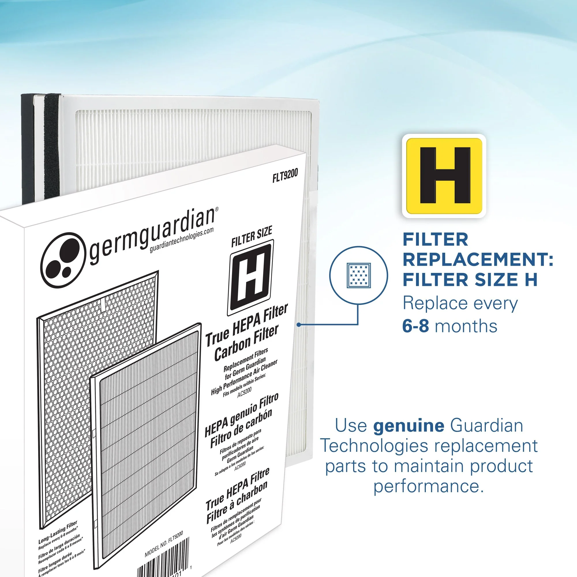 GermGuardian AC9200 HEPA PURE™ 27" Console Air Purifier (3-speed 4-stage UV-C filtration, white) - Image 5