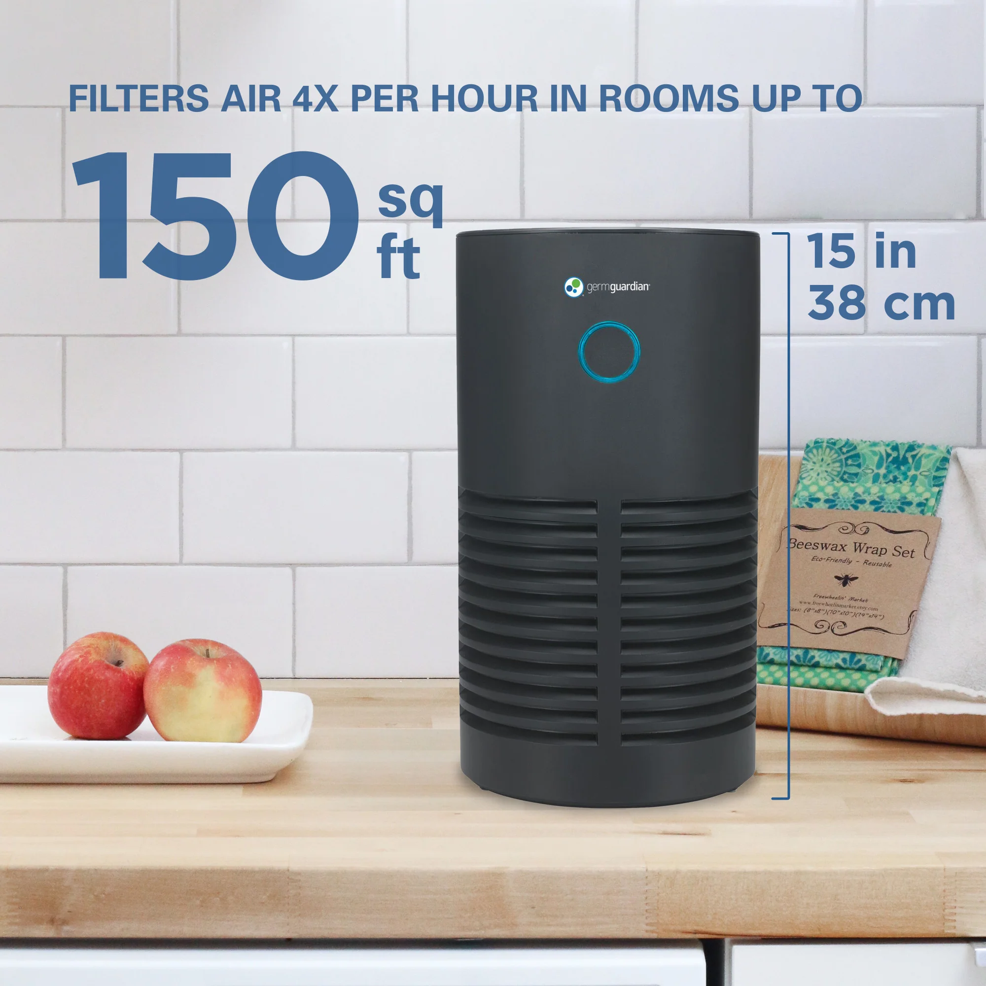 GermGuardian AC4700 HEPA PURE™ 15" Tower Air Purifier (3-speed 3-stage UV-C filtration, black) - Image 2