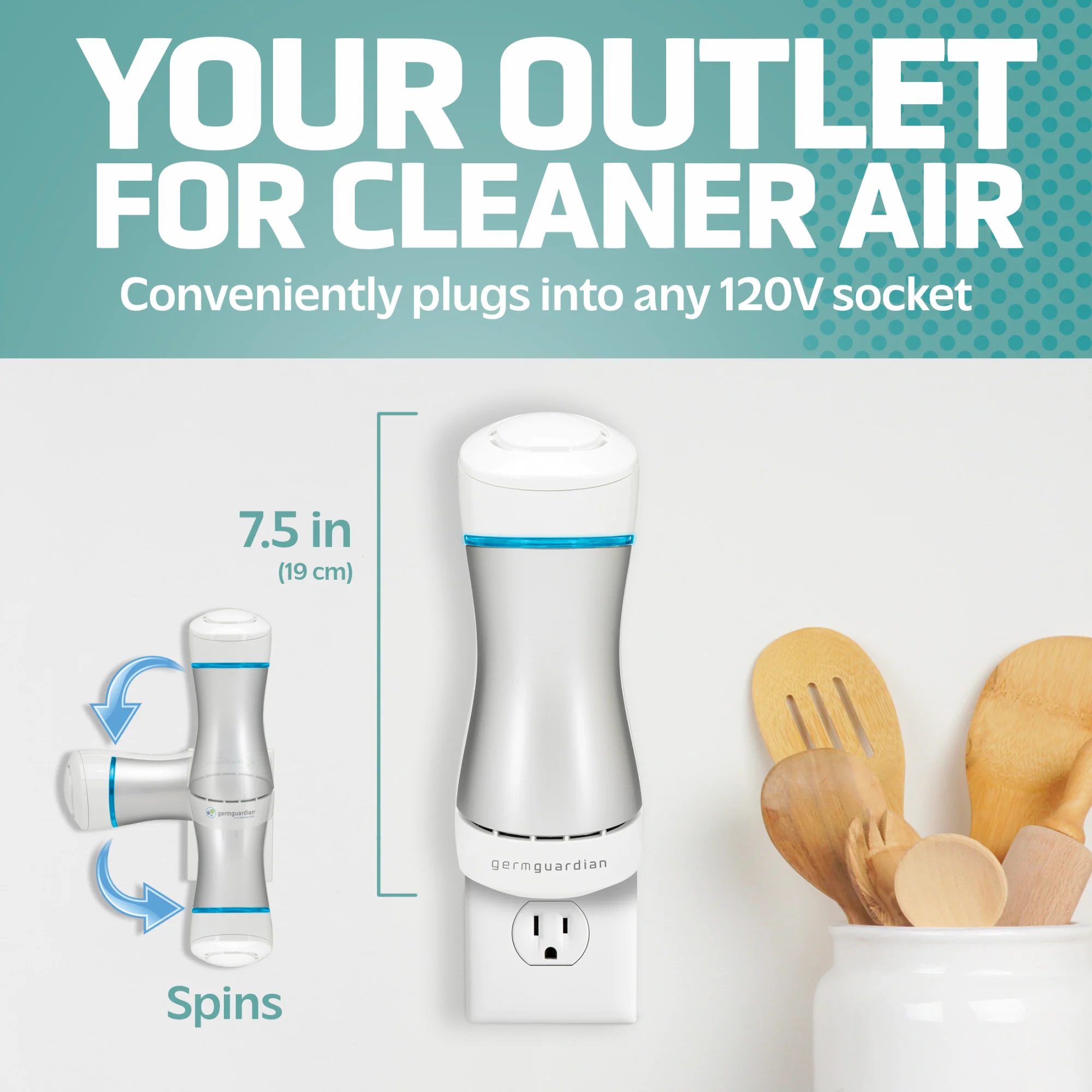 GermGuardian GG1000 Pluggable UV-C Air Sanitizer & Odor Reducer - Image 4