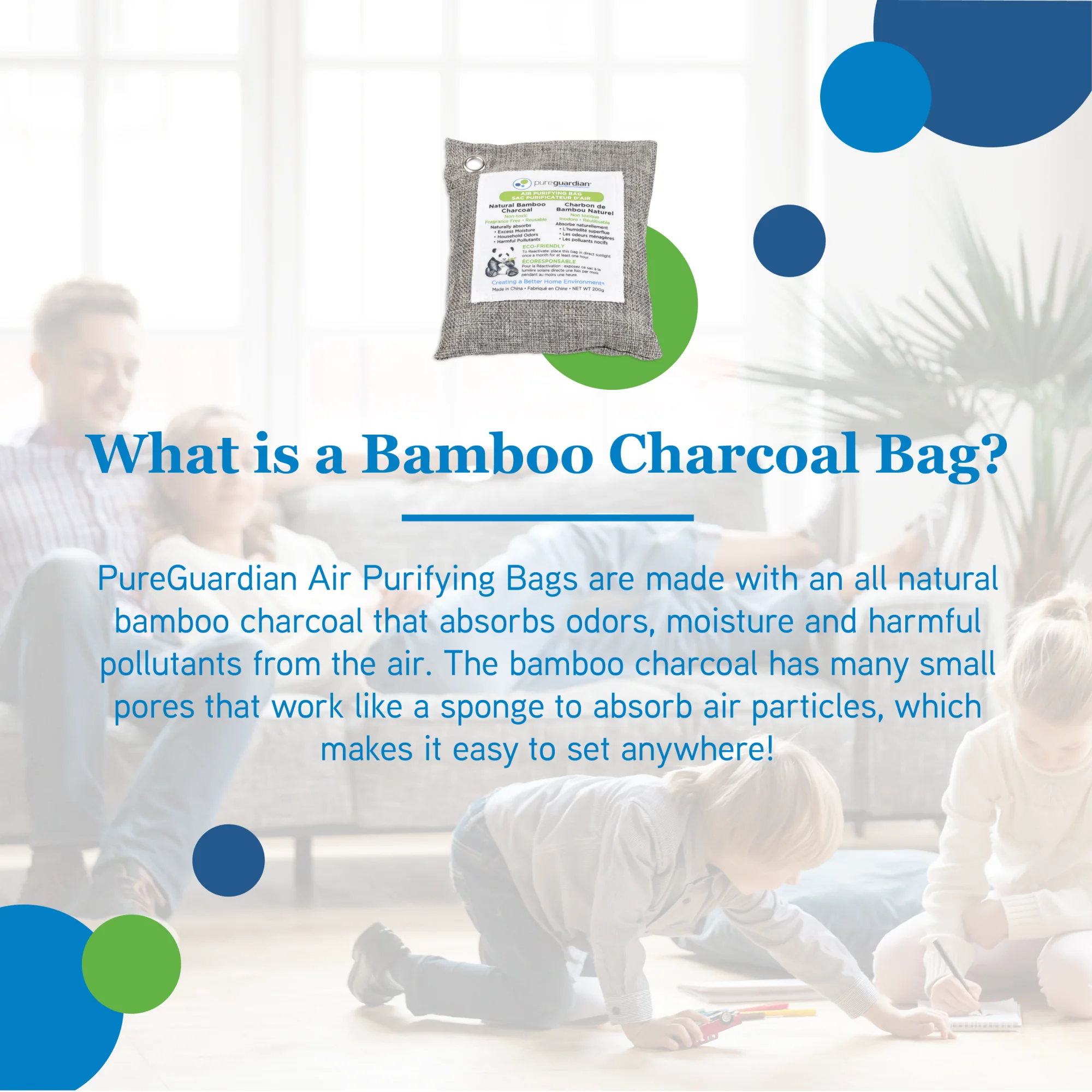PureGuardian Bamboo Charcoal Air Purifying Bags (200g, 7.0" x 1.2" x 5.7", 1 count) - Image 6